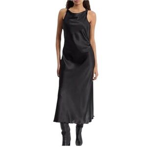 Women’s Express Black Satin Dress with twisted Sleeves